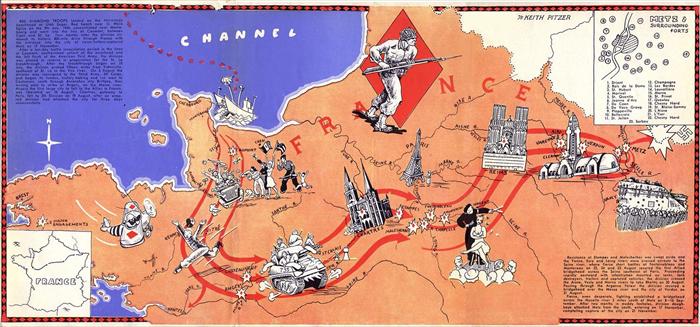 WWII-A-map-of-Europe,-of-the-5th-Infantry-Div
